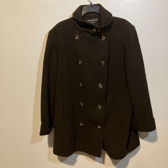 Donny Brook Brown Pea Coat, Size‎ 14 Petticoat, Double Breasted Coat, Vintage - Picture 1 of 6